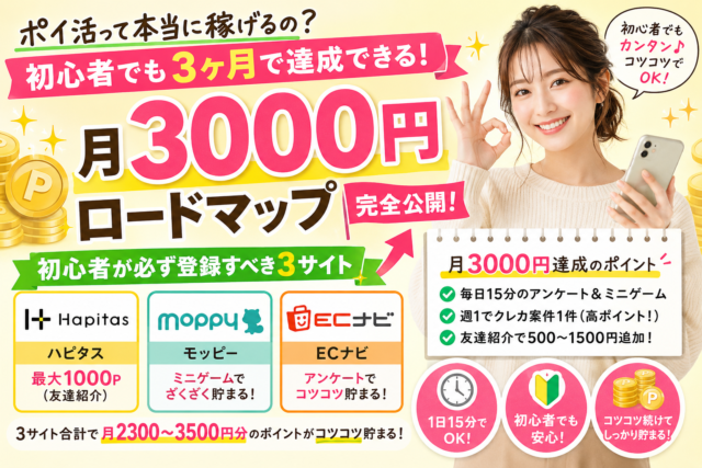 ポイ活初心者が月3000円達成！誰でもできるロードマップ